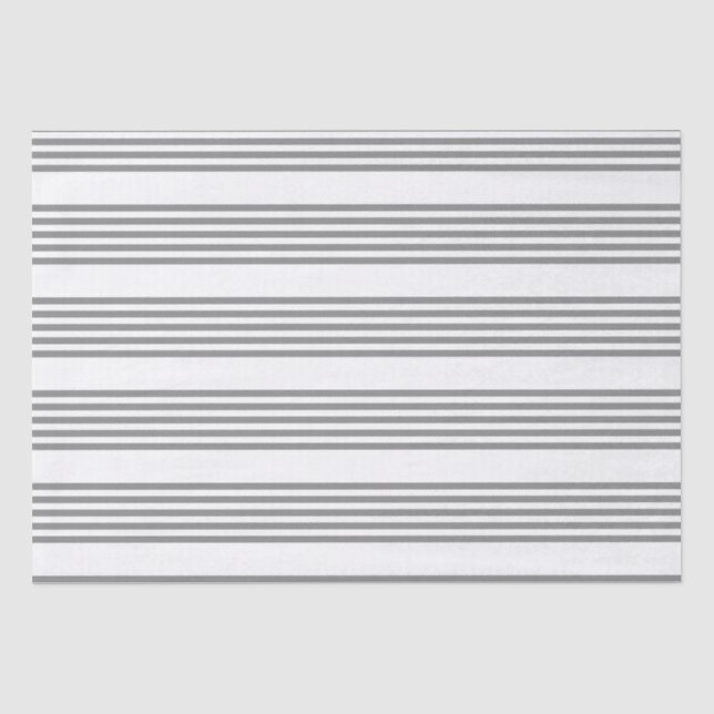 Grey and white five stripes pattern tissue paper (Front)