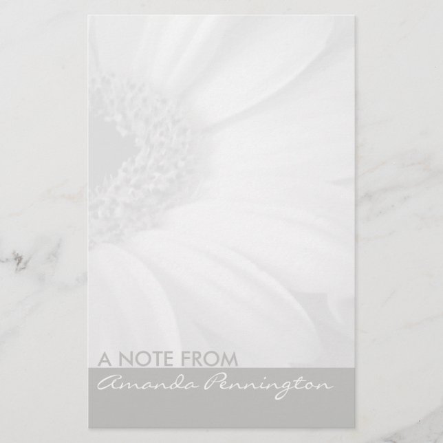 Grey and White Floral Notepad Stationery (Front)