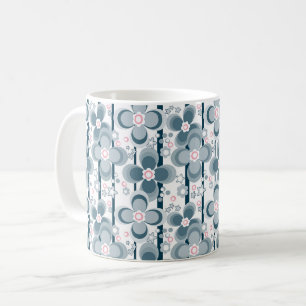 Grey and white floral pattern grey coffee mug