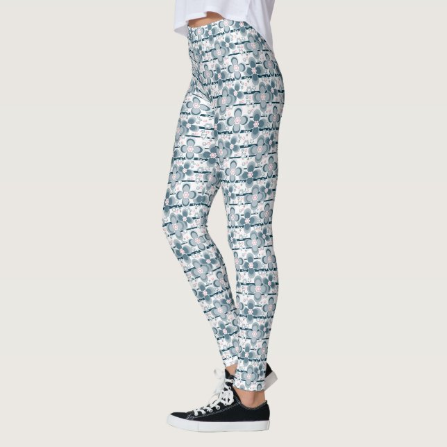 Grey and white floral pattern  grey leggings (Left)