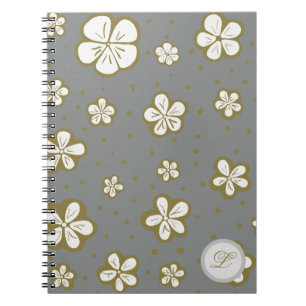 Grey and white forget me nots floral notebook