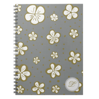 Grey and white forget me nots floral notebook