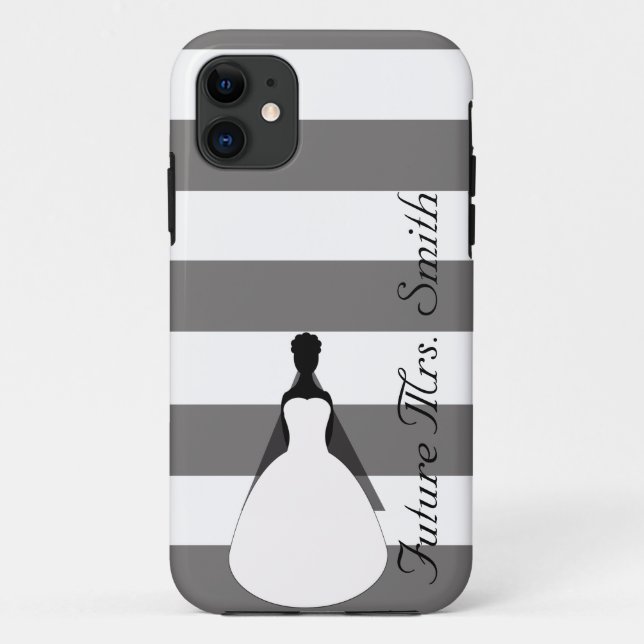 Grey and White Future Mrs. Bride To Be Case-Mate iPhone Case (Back)