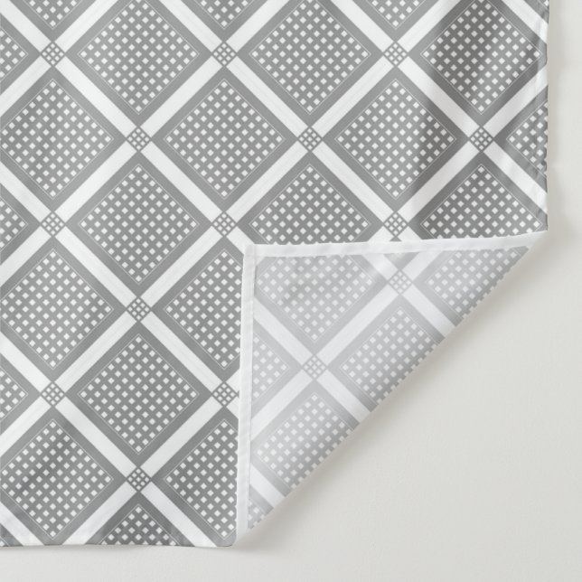 Grey and white geometric checkered pattern tapestry (Detail)