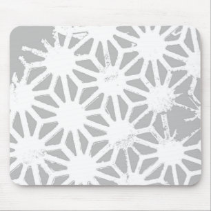 Grey and white geometric pattern mouse pad