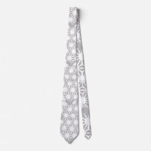 Grey and white geometric pattern tie