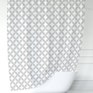 Grey and White Geometric Shower Curtain