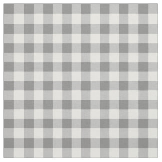 Grey And White Gingham Check Pattern Fabric