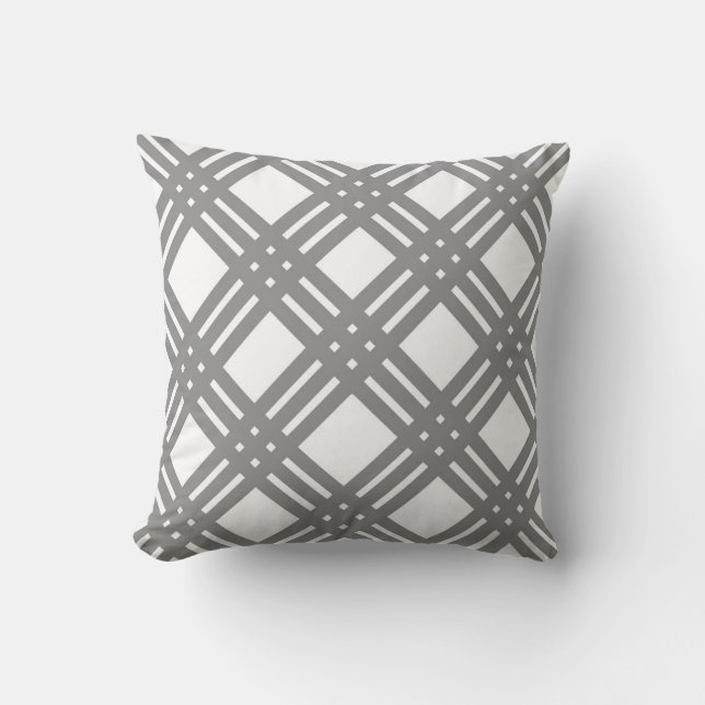 Grey and White Gingham Cushion (Front)