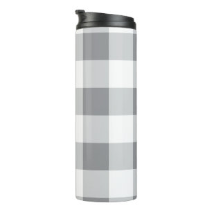 Grey And White Gingham Pattern Thermal Tumbler