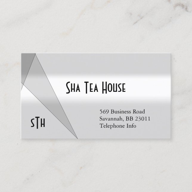 Grey and White Grey Geometric Business Card (Front)