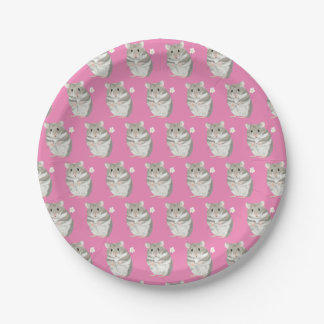Grey and white Hamster Pattern Paper Plate