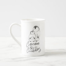Grey and White Hand Drawn Penguin Cuddles Winter