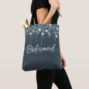 Grey and White Hanging Lights Bridesmaid Tote Bag