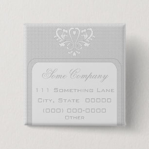 Grey And White Heart Damask 15 Cm Square Badge