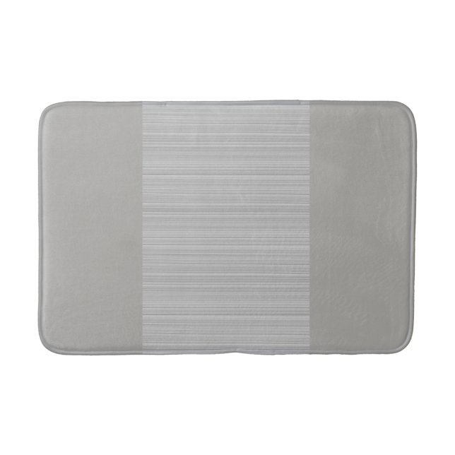 Grey and white horizontal stripes chic bath mat (Front)