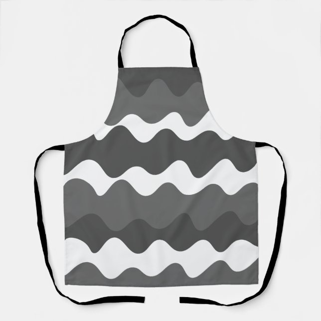 Grey and white horizontal waves pattern  apron (Front)