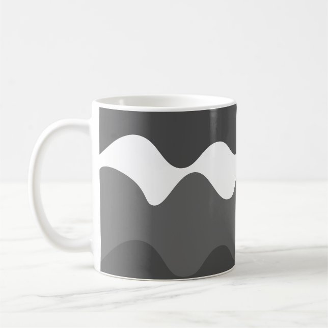 Grey and white horizontal waves pattern  coffee mug (Left)
