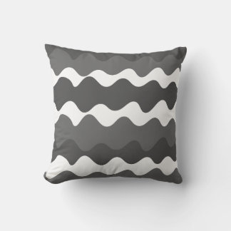 Grey and white horizontal waves pattern cushion