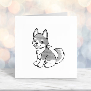Grey and White Husky Puppy Dog Self-inking Stamp