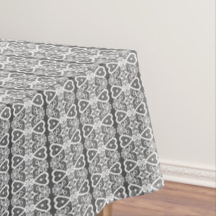 Grey and white lace pattern tablecloth