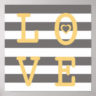 Grey and White LOVE Nursery Wall Print