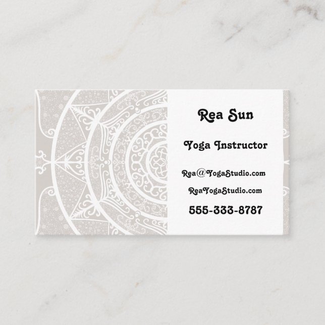 Grey and White Mandala - Hyli in Lynx Business Card (Front)