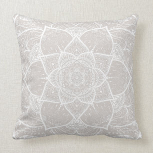 Grey and White Mandala - Loergann in Lynx Cushion