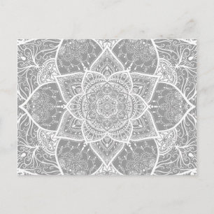 Grey and White Mandala - Loergann in Stone Postcard