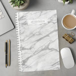 Grey and White Marble Personalised Name Custom Planner<br><div class="desc">Stay organised with this elegant grey and white marble personalised name custom planner. Perfect for women who love sophisticated and modern designs, this planner combines timeless marble aesthetics with practical functionality. The chic marble pattern and personalised name add a touch of luxury to your daily planning. Customise it with your...</div>
