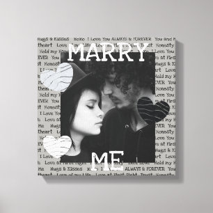 Grey and White Marry Me Couple's Photo Wall Art
