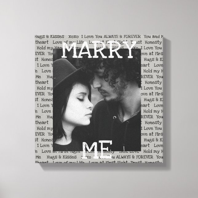 Grey and White Marry Me Couple's Photo Wall Art (Front)