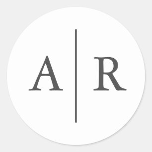 Grey and White Minimalist Elegant Envelope Seal, Classic Round Sticker