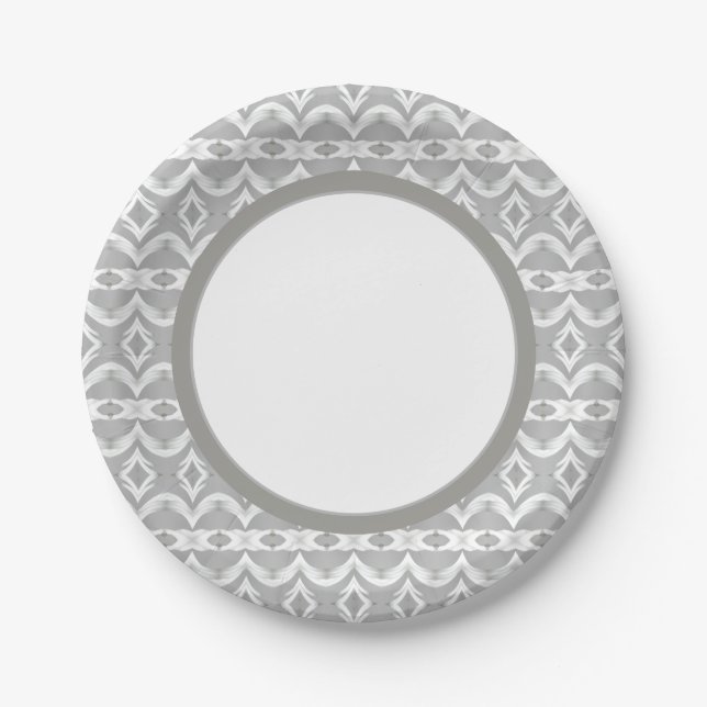 Grey And White Modern Paper Plate (Front)