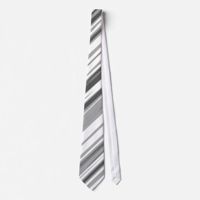 Grey and White Modern Stripes Tie (Front)
