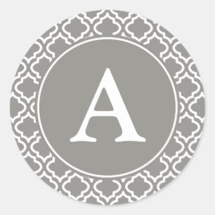 Grey and White Monogram Stickers