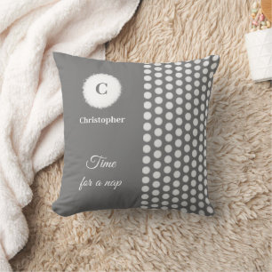 Grey and white monogram time for a nap cushion