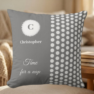 Grey and white monogram time for a nap cushion