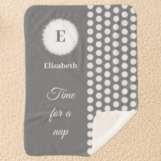 Grey and white monogram time for a nap sherpa blanket (Creator Uploaded)