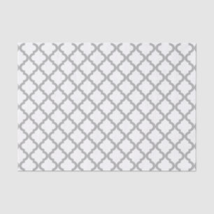 Grey and White Moroccan Quatrefoil Pattern Tissue Paper
