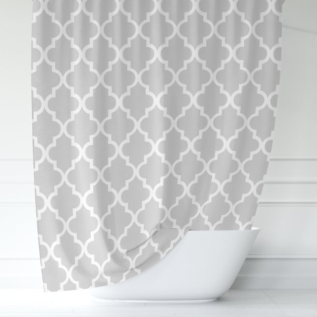 Grey and White Moroccan Quatrefoil Shower Curtain (Creator Uploaded)
