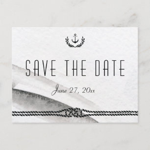 Grey And White Nautical Save The Date Postcards