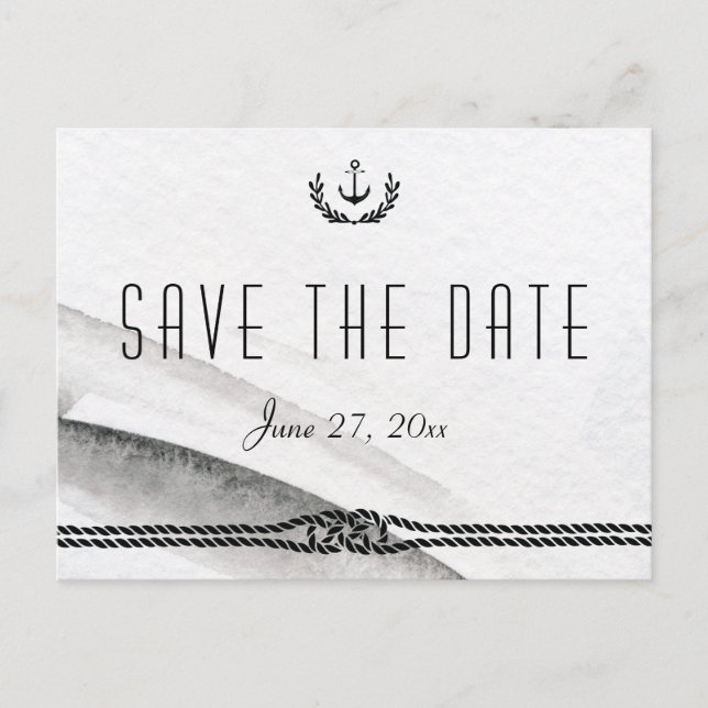 Grey And White Nautical Save The Date Postcards (Front)