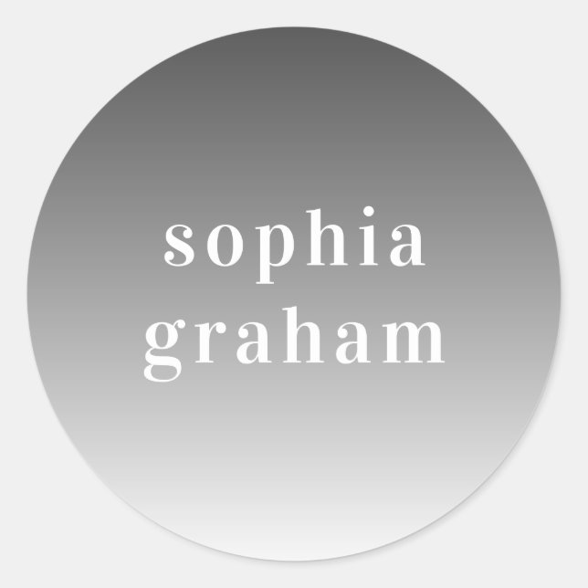 Grey and White Ombre Classic Round Sticker (Front)