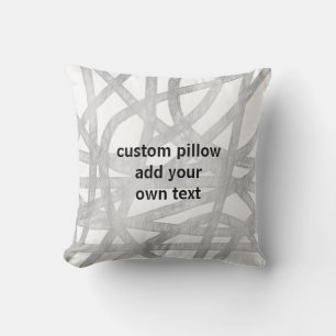grey and white painted  design add your quote text cushion