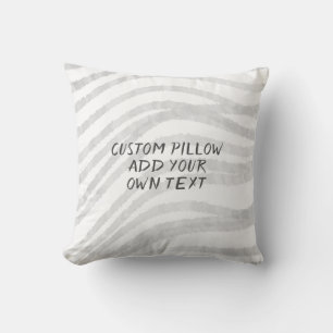 grey and white painted  wavy stripes add text cushion
