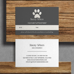 Grey And White Paw Print Logo Appointment Card