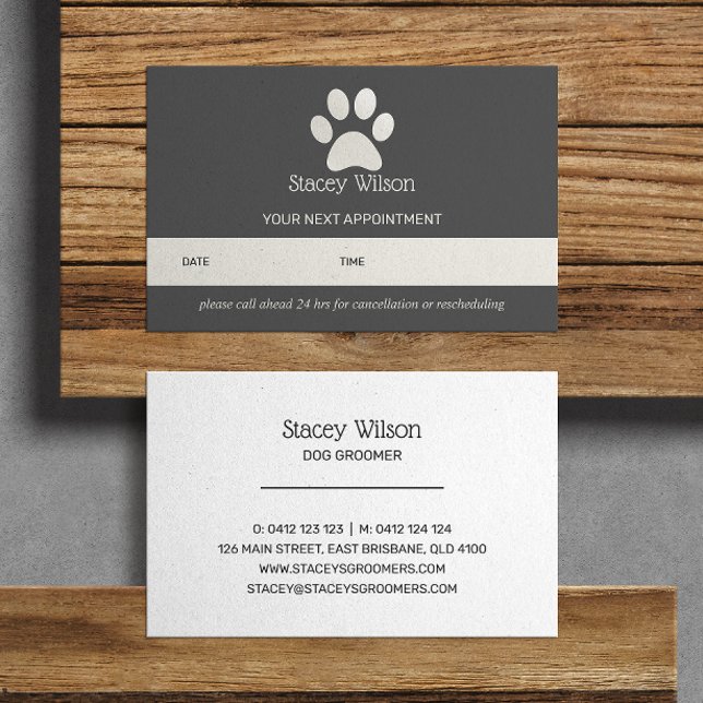 Grey And White Paw Print Logo Appointment Card (Creator Uploaded)