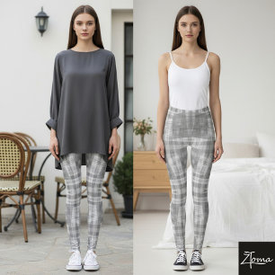 grey and white plaid leggings