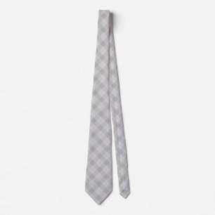 Grey and White Plaid Neck Tie